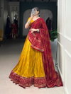 Yellow Colour Gauri Tussar Silk With Bandhej Print With Gotta Patti Lace Lehenga With Blouse Dupatta LNB1250